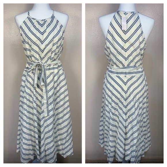 New York & Company Dresses & Skirts - New York & Company Striped Linen Blend Halter Midi Dress